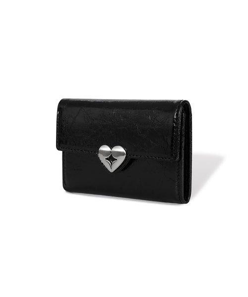 HEARTY FLAP WALLET BLACK