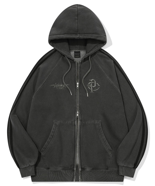 2-WAY CP LINE PIGMENT HOOD ZIP-UP SMOKE BLACK