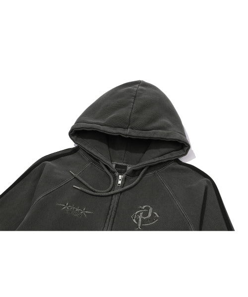 2-WAY CP LINE PIGMENT HOOD ZIP-UP SMOKE BLACK