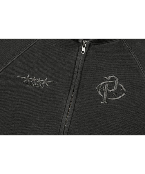 2-WAY CP LINE PIGMENT HOOD ZIP-UP SMOKE BLACK