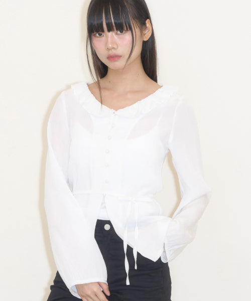 LACE FRILL BLOUSE WHITE