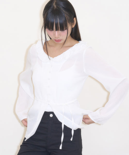 LACE FRILL BLOUSE WHITE