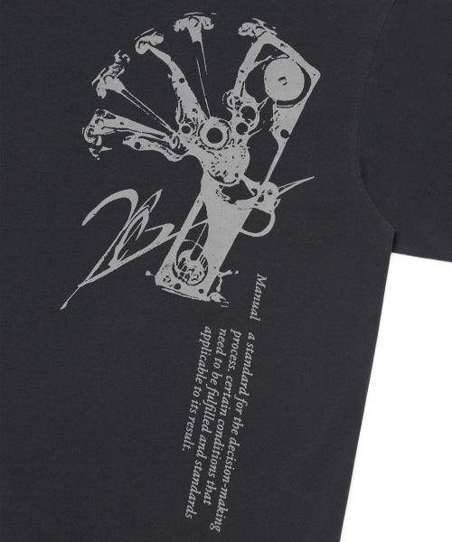 GEAR MANUAL GRAPHIC T-SHIRT - WASHED BLACK - 2 COLORS