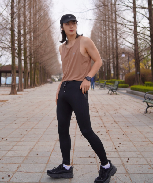 RACING LONG RUNNING TIGHTS - 2 COLORS BLACK