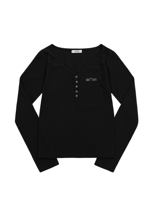 WISH RIBBED BUTTON TEE - 2 COLORS