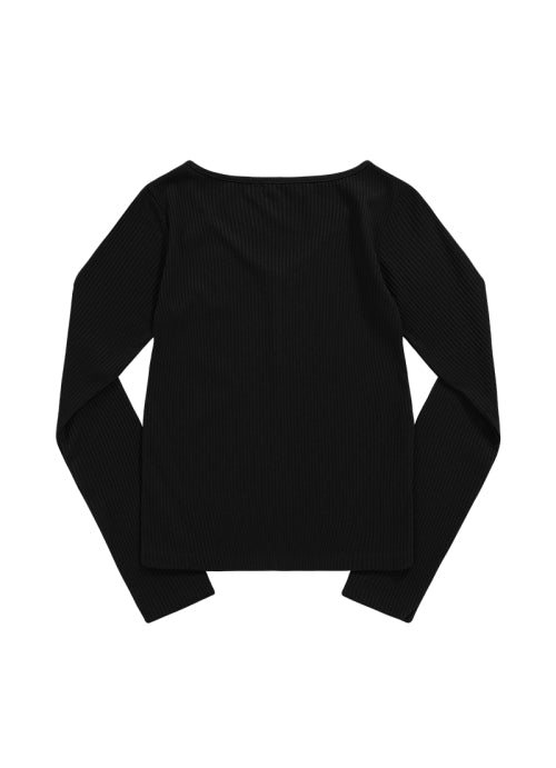 WISH RIBBED BUTTON TEE - 2 COLORS