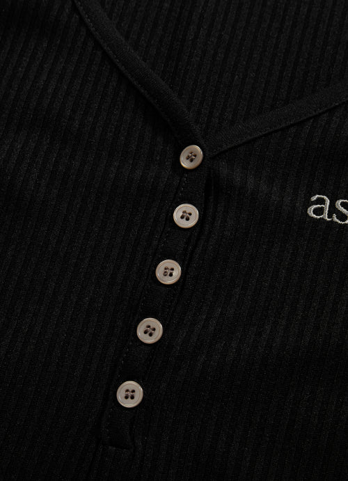 WISH RIBBED BUTTON TEE - 2 COLORS
