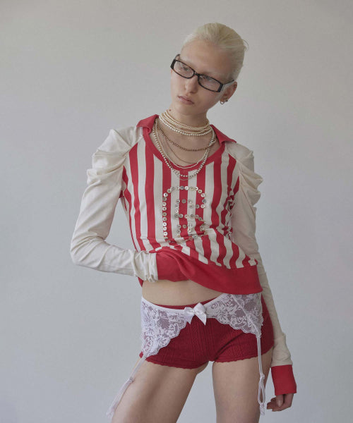 GOOD GIRL COLLAR TEE RED STRIPE - 2 COLORS AS SHOWN