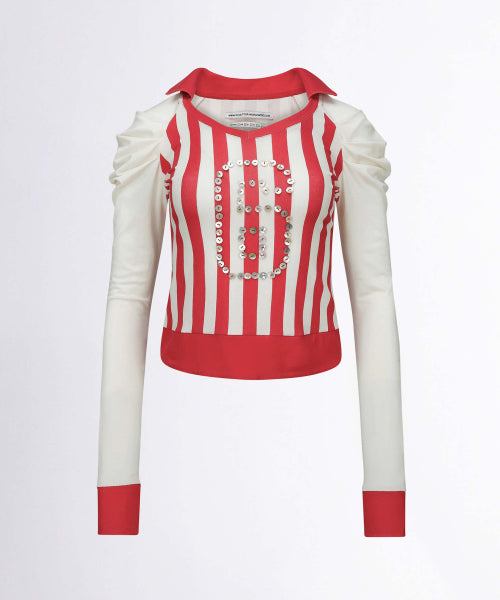 GOOD GIRL COLLAR TEE RED STRIPE - 2 COLORS AS SHOWN