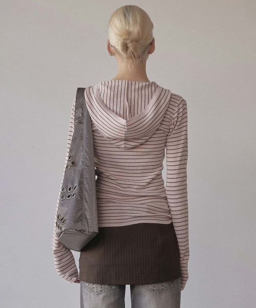 Knitted Stripe Hoodie - 2 color