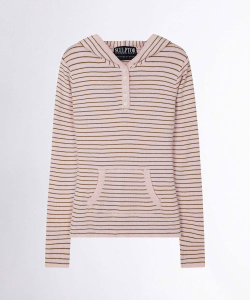 Knitted Stripe Hoodie - 2 color