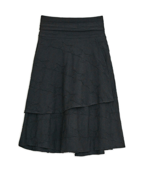 STAR FLARED MIDI SKIRT BLACK