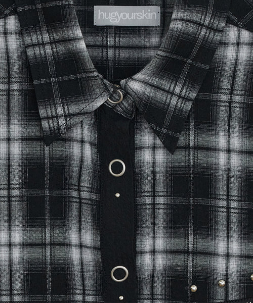 STUD CHECK SHIRT BLACK