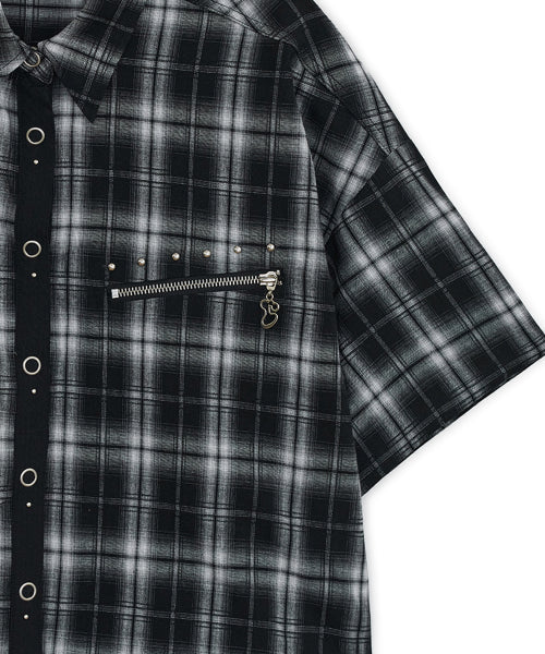 STUD CHECK SHIRT BLACK