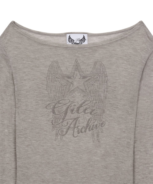 STAR WING SHEER LONG SLEEVE - 4 COLORS GREY