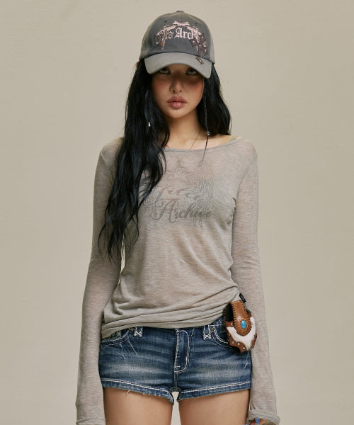 STAR WING SHEER LONG SLEEVE - 4 COLORS GREY