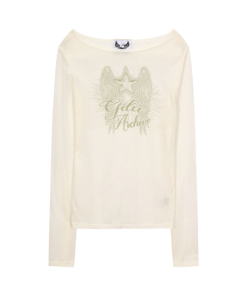 STAR WING SHEER LONG SLEEVE - 4 COLORS WHITE