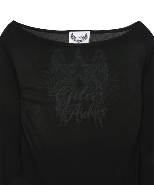 STAR WING SHEER LONG SLEEVE - 4 COLORS BLACK
