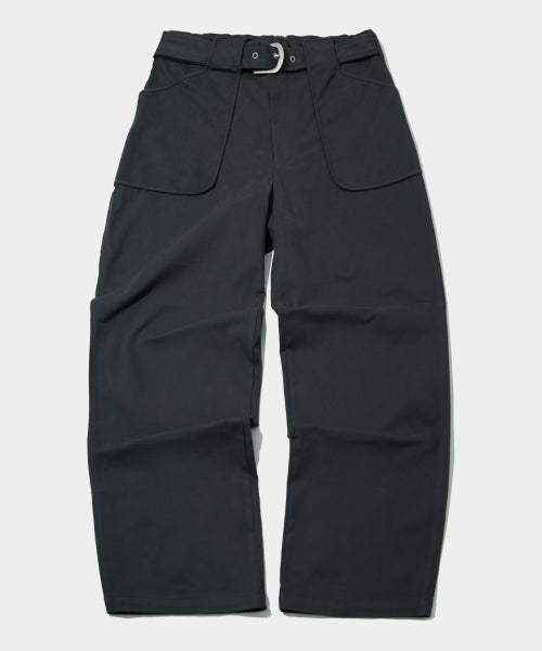 SOFT EASY BELTED POCKET WIDE COTTON PANTS - 2 COLORS BROWN
