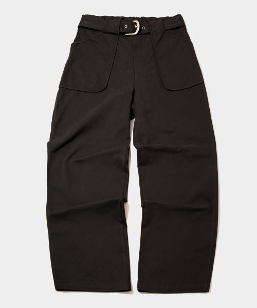SOFT EASY BELTED POCKET WIDE COTTON PANTS - 2 COLORS BROWN