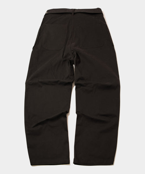 SOFT EASY BELTED POCKET WIDE COTTON PANTS - 2 COLORS BROWN