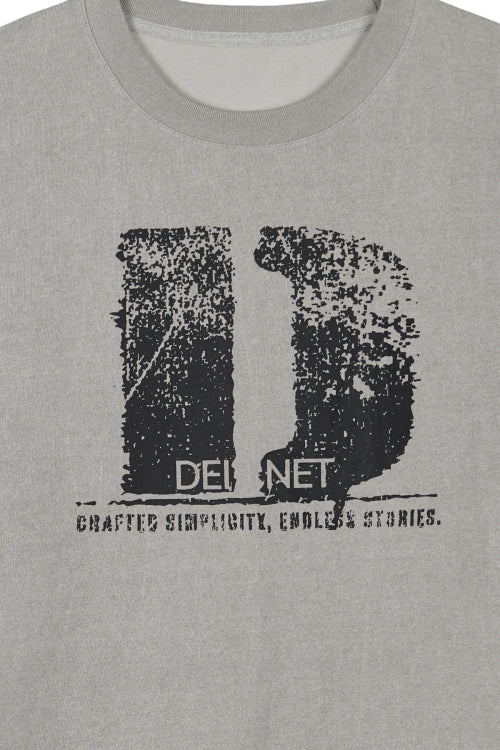 D ACCENT CRACK LOGO T SHIRTS - 3 COLORS GREY