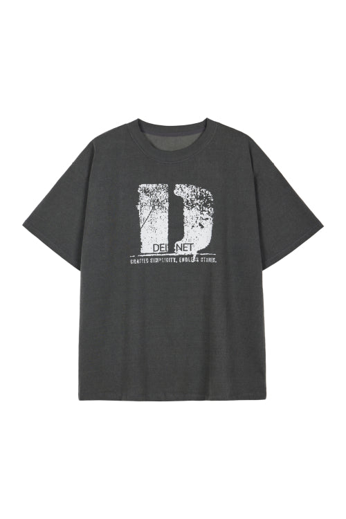 D ACCENT CRACK LOGO T SHIRTS - 3 COLORS CHARCOAL