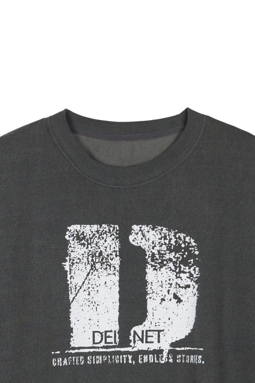 D ACCENT CRACK LOGO T SHIRTS - 3 COLORS CHARCOAL