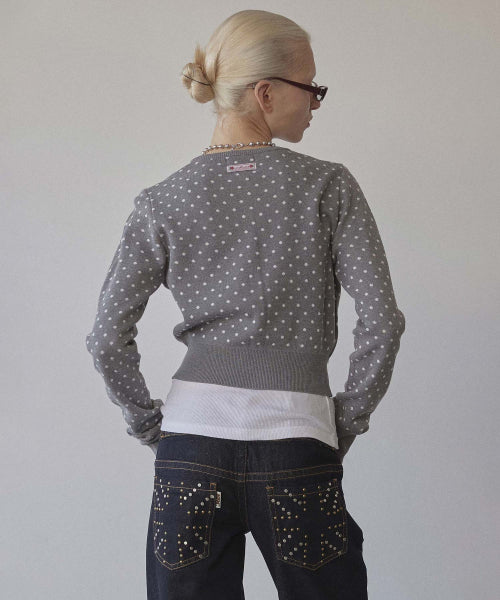 POLKA DOT CARDIGAN BABY - 3 COLORS WHITE