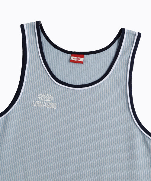 STRIPE DOUBLE BINDING SLEEVELESS - 3 COLORS BLUE