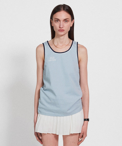 STRIPE DOUBLE BINDING SLEEVELESS - 3 COLORS BLUE