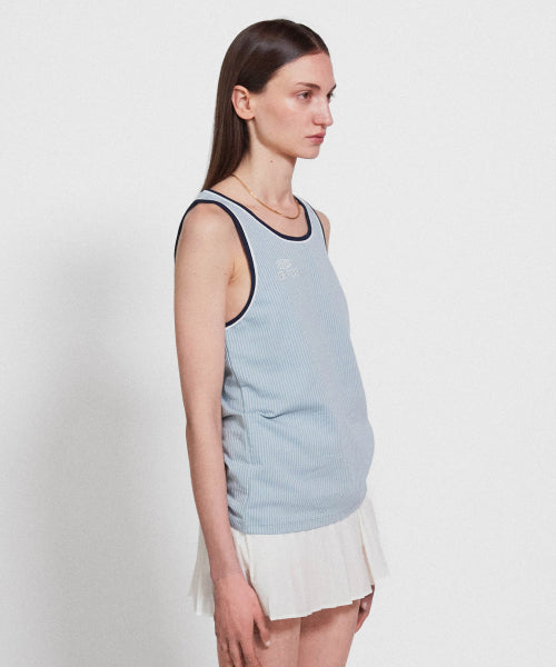 STRIPE DOUBLE BINDING SLEEVELESS - 3 COLORS BLUE