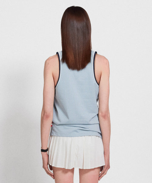 STRIPE DOUBLE BINDING SLEEVELESS - 3 COLORS BLUE
