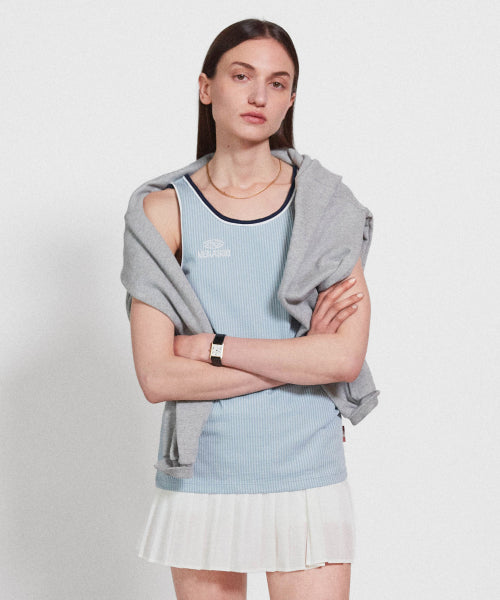 STRIPE DOUBLE BINDING SLEEVELESS - 3 COLORS BLUE
