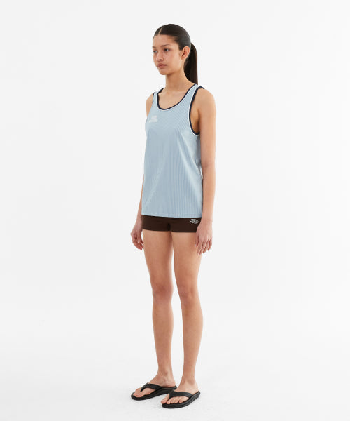 STRIPE DOUBLE BINDING SLEEVELESS - 3 COLORS BLUE