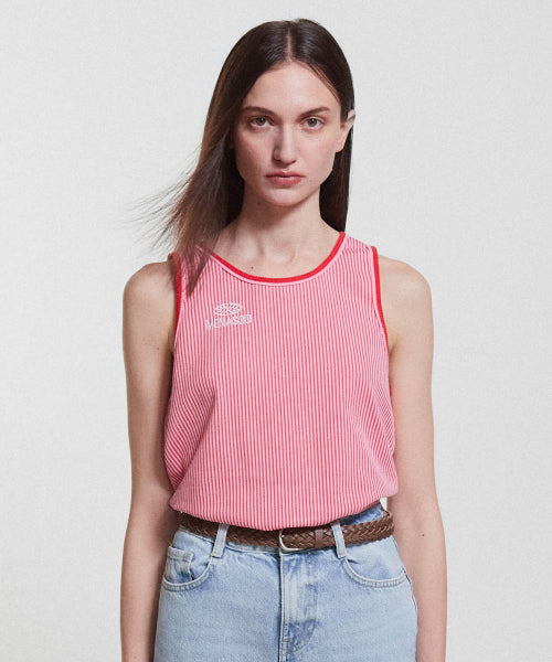 STRIPE DOUBLE BINDING SLEEVELESS - 3 COLORS PINK