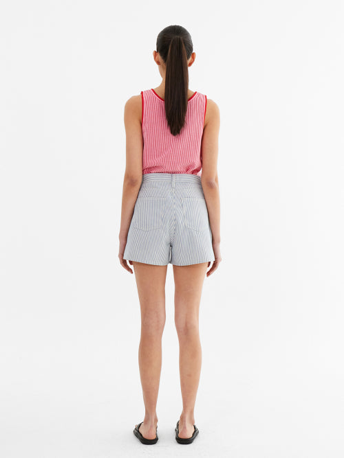 STRIPE DOUBLE BINDING SLEEVELESS - 3 COLORS PINK