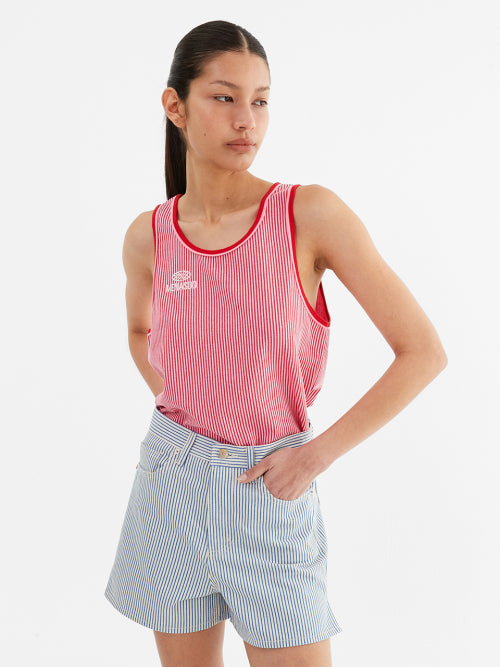 STRIPE DOUBLE BINDING SLEEVELESS - 3 COLORS PINK