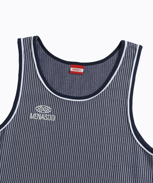 STRIPE DOUBLE BINDING SLEEVELESS - 3 COLORS NAVY