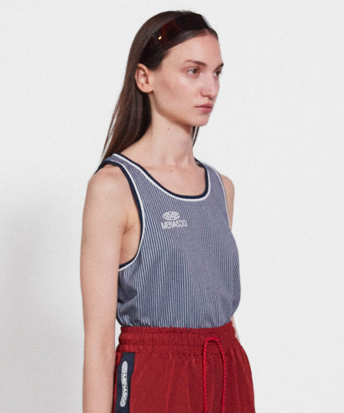 STRIPE DOUBLE BINDING SLEEVELESS - 3 COLORS NAVY