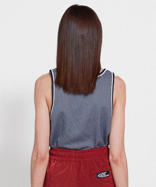 STRIPE DOUBLE BINDING SLEEVELESS - 3 COLORS NAVY