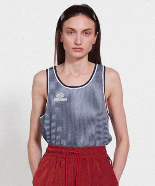 STRIPE DOUBLE BINDING SLEEVELESS - 3 COLORS NAVY
