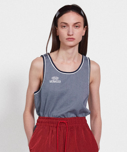 STRIPE DOUBLE BINDING SLEEVELESS - 3 COLORS NAVY