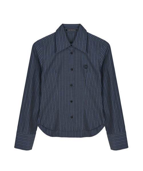 MINIMAL STRIPE LOGO SLIM SHIRT #徐睿知同款! - 2 COLORS CHARCOAL