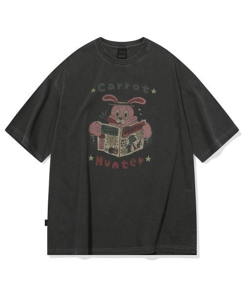 HOPPY PIGMENT SHORT SLEEVE TEE - 3 COLORS SMOKE BLACK