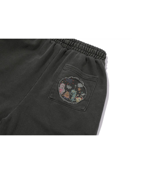 HAPPY DAY POCKET PIGMENT SWEATPANTS SMOKE BLACK
