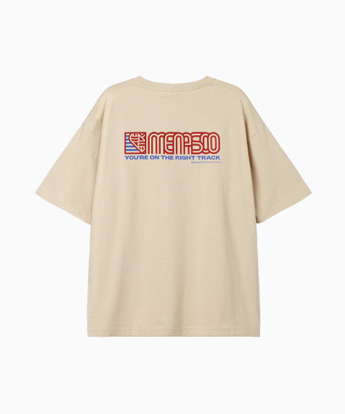 SQUARED HEARTTRACK GRAPHIC T SHIRT - 5 COLORS OATMEAL