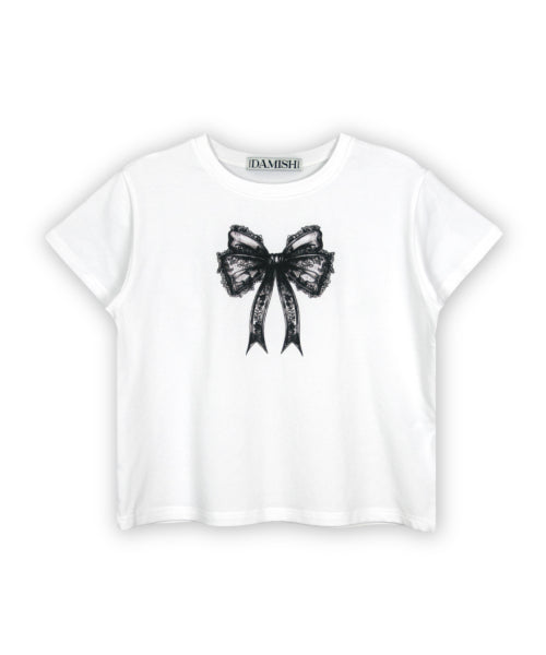 LACE RIBBON T-SHIRT WHITE