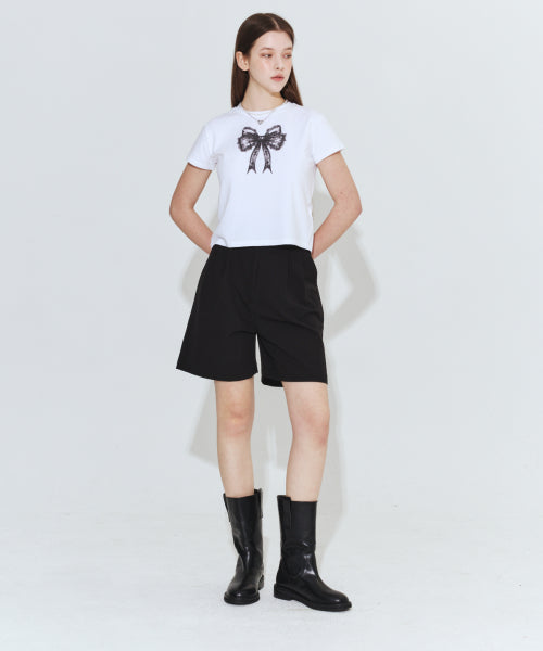 LACE RIBBON T-SHIRT WHITE