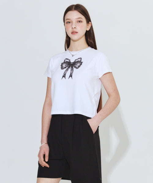 LACE RIBBON T-SHIRT WHITE